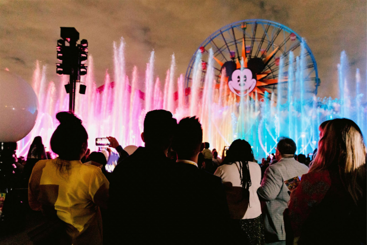 lgbtq, lgbtq couple, thai wedding, thai outfits, disneyland, california adventure, world of color, water show, light show, nighttime show