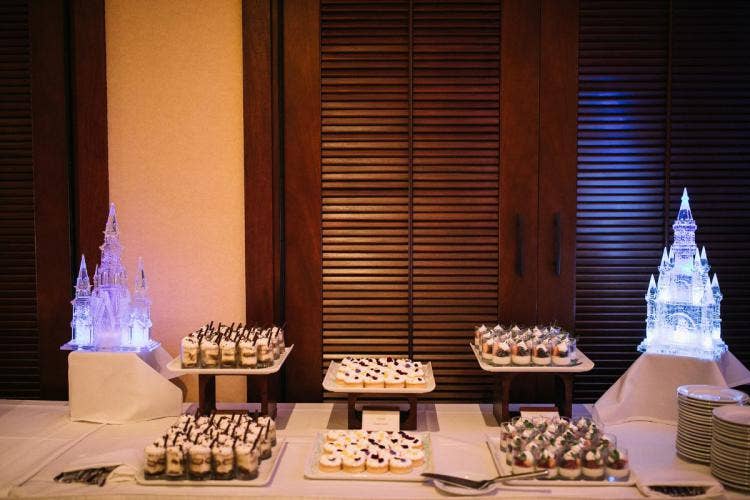 wedding reception, reception, food, reception food, reception desserts, dessert, dessert table, aulani