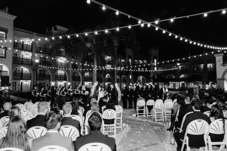 wedding ceremony, ceremony, ceremony with people, Coronado, Coronado springs, casitas, casitas courtyard