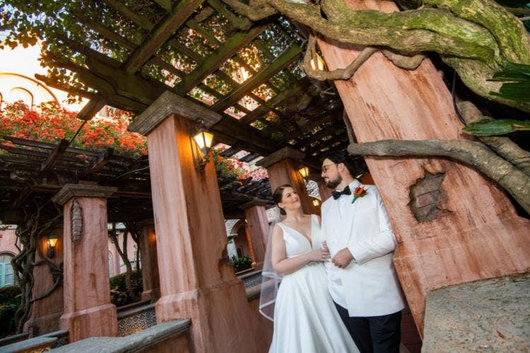 bride and groom, couple, portrait, couple portrait, hollywood studios, tower of terror