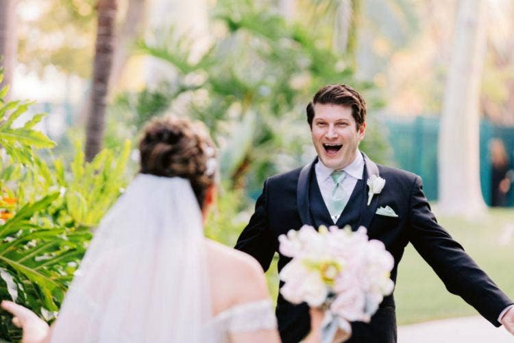 bride and groom, couple, first look, Disneyland, Disneyland Hotel, candid