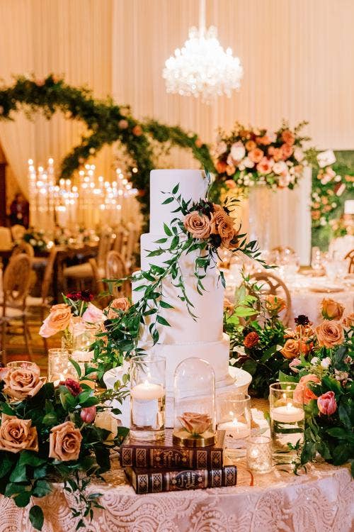 cake, wedding cake, boho floral, wedding reception, reception, food, food & beverage, Disneyland, grand Californian, grand Californian ballroom