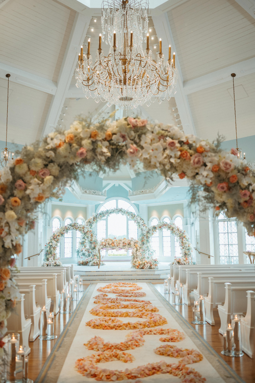 Disney Wedding, Disney's Wedding Pavilion, Ceremony Decor, Floral Arches, Pink Wedding
