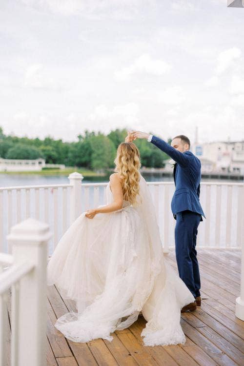 bride and groom, couple, first dance, dance, wedding reception, reception, boardwalk, the attic, attic