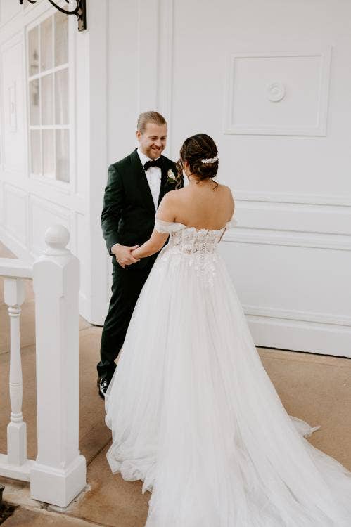 bride and groom, couple, first look, grand Floridian, Disney's grand Floridian resort