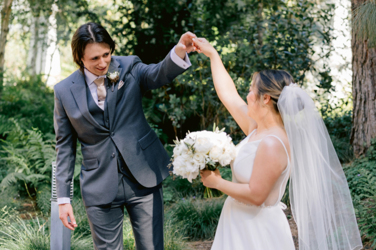 bride and groom, couple, first look, brisa courtyard, grand californian, disneyland, disneyland resort