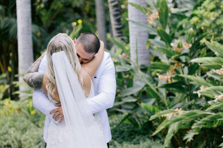 bride and groom, couple, first look, Disneyland, Disneyland Hotel