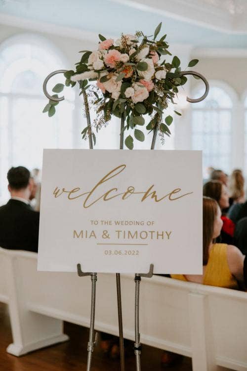 wedding ceremony, ceremony, wedding sign, welcome sign, boho decor, Disney's wedding pavilion, wedding pavilion