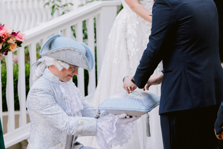 presenting of rings, wedding ceremony, cinderellas glass slipper, ring bearer