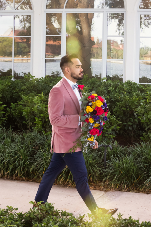 groom, groom portrait, portrait, candid, picture point, wedding pavilion, disney's wedding pavilion, grand floridian, disney's grand floridian, grand floridian resort & spa, bridal bouquet