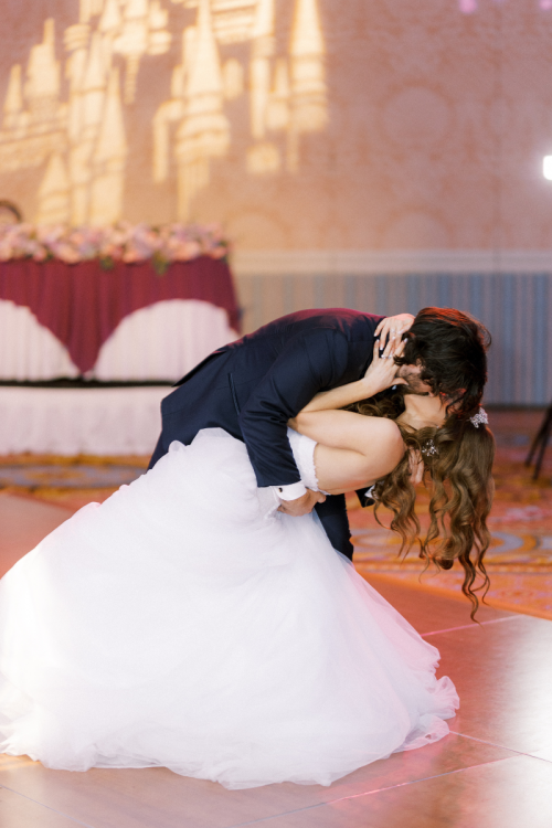 bride and groom, first dance, wedding reception, bride and groom dance, grand floridian ballrooms