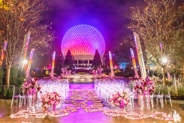 World Celebration Gardens, EPCOT Wedding. Venue, Floral and Decor