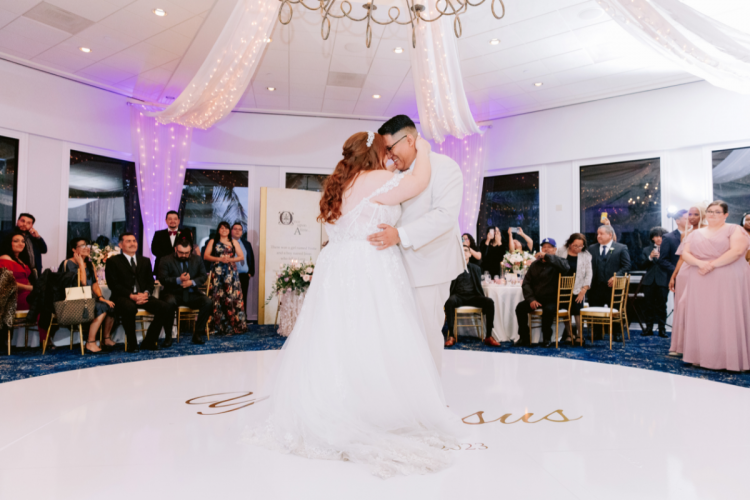 couple, first dance, dance, sleeping beauty pavilion, Disneyland Hotel, wedding reception