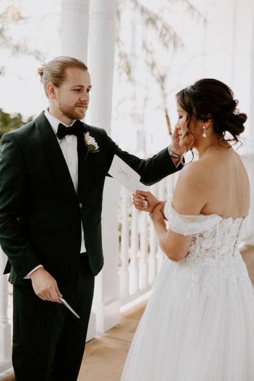 bride and groom, couple, first look, grand Floridian, Disney's grand Floridian resort