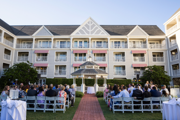 wedding ceremony, ceremony, venue, venue shot, boardwalk, yacht club, yacht club gazebo