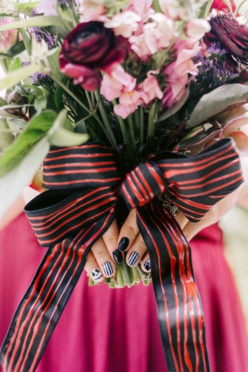 personal floral, floral, bridesmaid bouquet, bouquet, halloween, halloween theme, halloween floral, nightmare before christmas