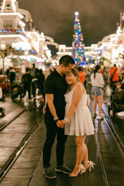 bride and groom, couple, portrait, couple portrait, magic, magic kingdom, Main Street