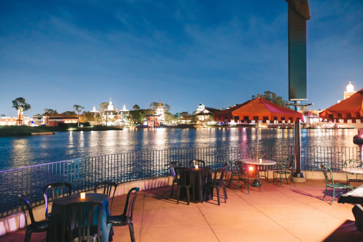 venue, venue shot, decorated venue shot, dessert party, fireworks dessert party, Epcot, Epcot dessert party