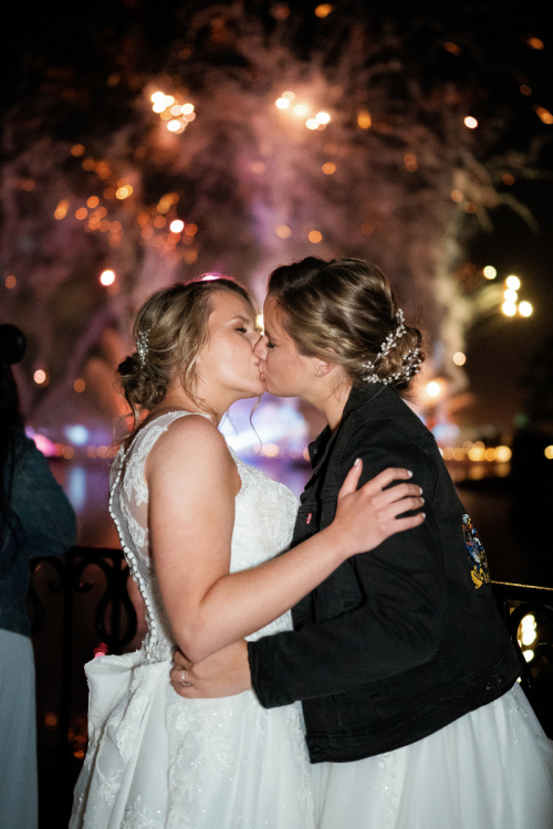disney wedding, lgbtq wedding, wedding reception, wedding fireworks, wedding entertainment