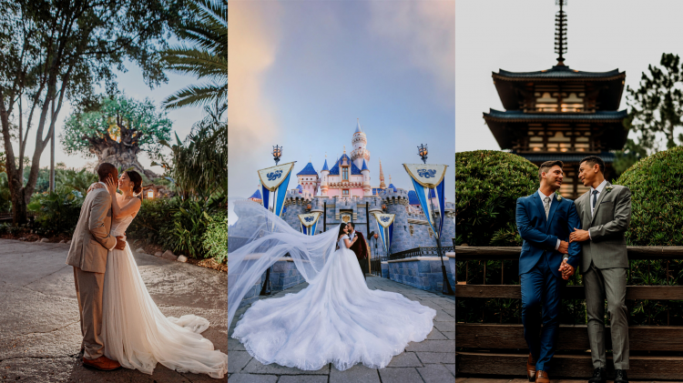 Disney Wedding, Disney Wedding Portrait Session, Disneyland Photoshoot, Walt Disney World Photoshoot