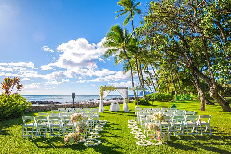 Ceremony setup at Lanikuhonua