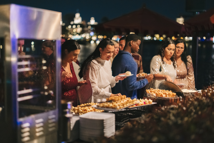 wedding guests, guests, fireworks dessert party, Epcot dessert party, dessert party, food & beverage, buffet