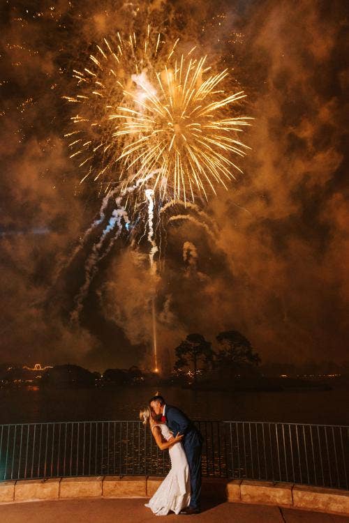 Disney Wedding, Disney Bride, Firework Dessert Party, Epcot Fireworks, Wedding Fireworks