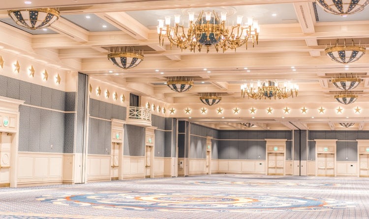 A spacious ballroom in Disney's Yacht and Beach Club Resort