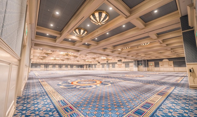 A spacious ballroom in Disney's Yacht and Beach Club Resort