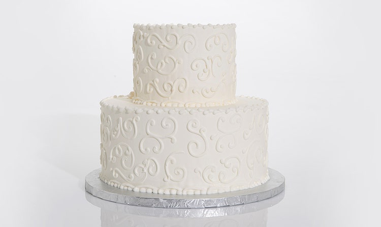 Swirl design on a 2 tier wedding cake
