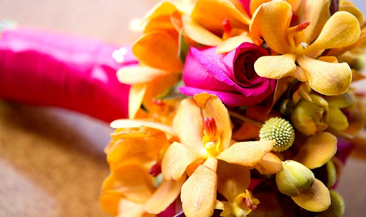 Orange orchid bouquet