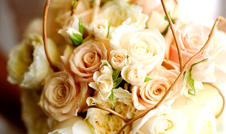 Peach rose bridal bouquet