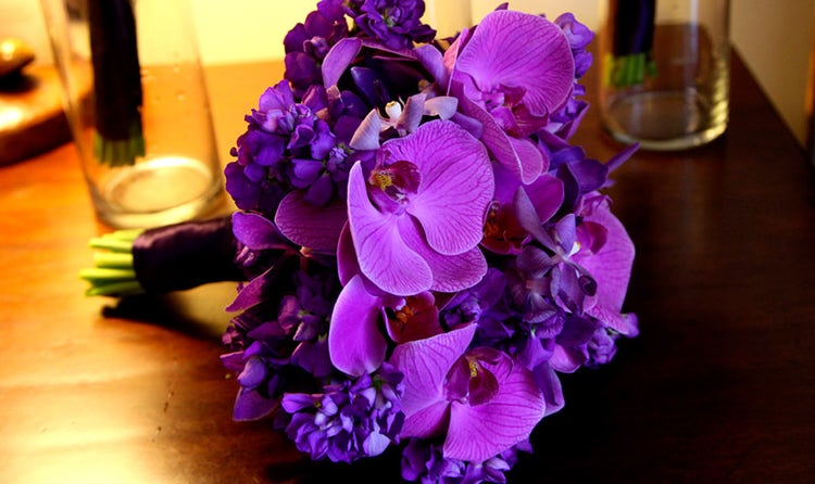 Purple orchid bridal bouquet