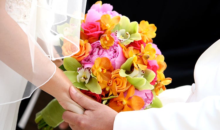 Mixed rose and pink peony bouquet bridal bouquet